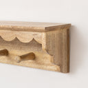 Natural Mango Wood Scalloped Edge Coat Peg Rail Hooks with Shelf - 100cm