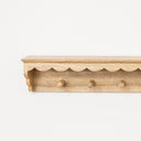 Natural Mango Wood Scalloped Edge Coat Peg Rail Hooks with Shelf - 100cm