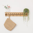 Natural Mango Wood Scalloped Edge Coat Peg Rail Hooks with Shelf - 100cm