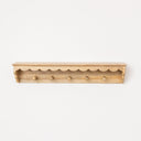 Natural Mango Wood Scalloped Edge Coat Peg Rail Hooks with Shelf - 100cm