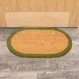 Natural Oval Coir Door Mat with a Green Border