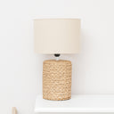 Natural Rope Effect Table Lamp with Beige Linen Shade