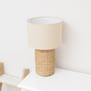 Natural Rope Effect Table Lamp with Beige Linen Shade