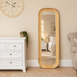 Natural Wood Arched Rounded Full Length Wall / Leaner Mirror - 142cm x 50cm