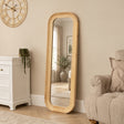 Natural Wood Arched Rounded Full Length Wall / Leaner Mirror - 142cm x 50cm