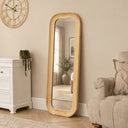 Natural Wood Arched Rounded Full Length Wall / Leaner Mirror - 142cm x 50cm