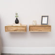 Natural Wood Textured Wall Mounted Bedside Table
