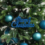 Navy Blue Glitter Merry Christmas Sign - 19.5cm