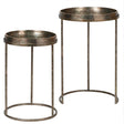 Nest of 2 Antique Bronze Mirrored Fern Pattern Tray Tables