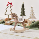 Neutral Brown Felt Standing Rocking Horse Decoration - 16cm