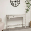 Nordic Light Grey Faux Bamboo 2 Drawer Console Table