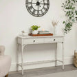 Nordic Light Grey Faux Bamboo 2 Drawer Console Table