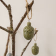 Olive Green Glazed Ceramic Acorn Hanging Decoration - 4.5cm