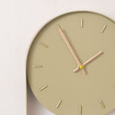Olive Green &amp; Gold Pendulum Metal Analogue Wall Clock - 20cm x 55cm
