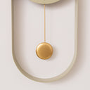 Olive Green &amp; Gold Pendulum Metal Analogue Wall Clock - 20cm x 55cm