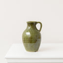 Olive Green Speckled Ceramic Jug Vase - 19.5cm