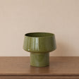 Olive Green Speckled Metal Planter Pot - 24cm x 20cm