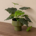 Olive Green Speckled Metal Planter Pot - 24cm x 20cm