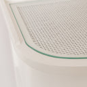 One Drawer Half Moon Console Table with Hessian &amp; Glass Top - Austin White Range