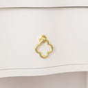 One Drawer Half Moon Console Table with Hessian &amp; Glass Top - Austin White Range