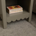 One Drawer Scalloped Bedside Table - Staunton Taupe Range