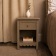 One Drawer Scalloped Bedside Table - Staunton Taupe Range