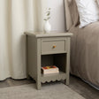 One Drawer Scalloped Bedside Table - Staunton Taupe Range