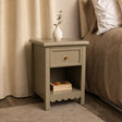One Drawer Scalloped Bedside Table - Staunton Taupe Range