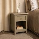 One Drawer Scalloped Bedside Table - Staunton Taupe Range