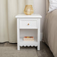 One Drawer Scalloped Bedside Table - Staunton White Range