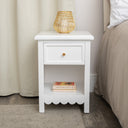 One Drawer Scalloped Bedside Table - Staunton White Range