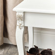 Orante White Detailed Bench with Wooden Top - Pays Blanc Range