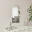 Ornate Arched Frameless Bevelled Wall Mirror - 35cm x 71cm