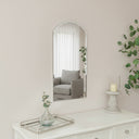 Ornate Arched Frameless Bevelled Wall Mirror - 35cm x 71cm