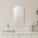 Ornate Arched Frameless Bevelled Wall Mirror - 35cm x 71cm