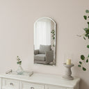Ornate Arched Frameless Bevelled Wall Mirror - 35cm x 71cm