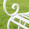 Ornate Metal White Round Garden Table &amp; Set of 2 Ornate Garden Chairs - 55cm x 92cm