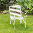 Ornate Metal Distressed White Garden Chair - 55cm x 92cm