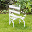 Ornate Metal Distressed White Garden Chair - 55cm x 92cm