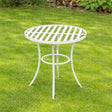 Ornate Metal White Round Garden Table &amp; Set of 2 Ornate Garden Chairs - 55cm x 92cm