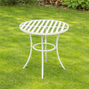 Ornate Metal White Round Garden Table &amp; Set of 2 Ornate Garden Chairs - 55cm x 92cm