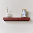 Large Oxblood Dark Red Scalloped Wall Storage Shelf - 61cm