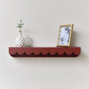 Large Oxblood Dark Red Scalloped Wall Storage Shelf - 61cm