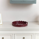 Oxblood Red Round Scalloped Tray 30cm