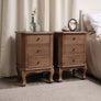 Pair Of 2 Dark Wood 3 Drawer Bedside Tables - Ashwell Range