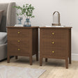 Pair of 3 Drawer Bedside Tables - Hales Dark Wood Range