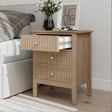 Pair of 3 Drawer Bedside Tables - Hales Pale Wood Range