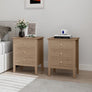 Pair of 3 Drawer Bedside Tables - Hales Pale Wood Range