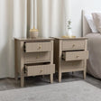 Pair of 3 Drawer Bedside Tables - Hales Tan Range