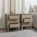 Pair of 3 Drawer Bedside Tables - Hales Tan Range